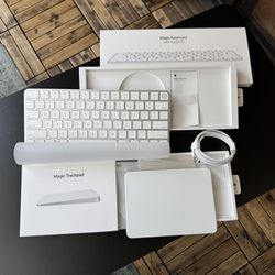 Magic Keyboard with Touch ID for Mac models with Apple silicon (USB–C) AND Magic Trackpad (USB‑C) - White Multi-Touch Surface