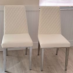 Pair Off-White Side Chairs 