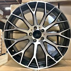 19" Staggered 19x8.5 19X9.5 5x112 66.6 BLACK MACHIINED WHEELS Fit Mercedes Benz