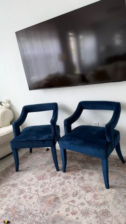 Navy Velvet Accent Chairs – Set of 2