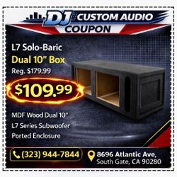 Kicker Solo-Baric Bass Speaker Box Dual 10" Ported Enclosure MDF Carpeted Wood L7 Square Subwoofers 🚨 Payment Options Available 🚨 No Credit Needed 