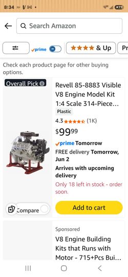 Revell Visible V-8 Engine Model Kit – New Sealed in Box