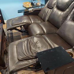 Theater Style Reclining Leather Couch 