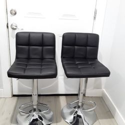 2 Black Swivel Stools 24 To 30 Inches Adjustable Height 