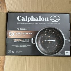 NEW IN BOX — Calphalon Premier 13" Hard-Anodized Nonstick Deep Skillet with Cover
