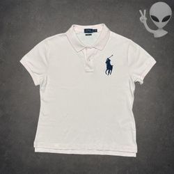 Polo Ralph Lauren Polo Shirt Womens L Pink Skinny Fit Big Pony Mesh Pique Preppy