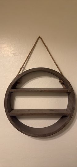 Rustic Circular Wooden Wall Shelf