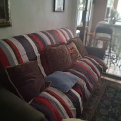 Green Fleece Sofa. For Sale $55