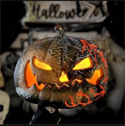 Halloween Light-Up Flaming Pumpkin Decoration