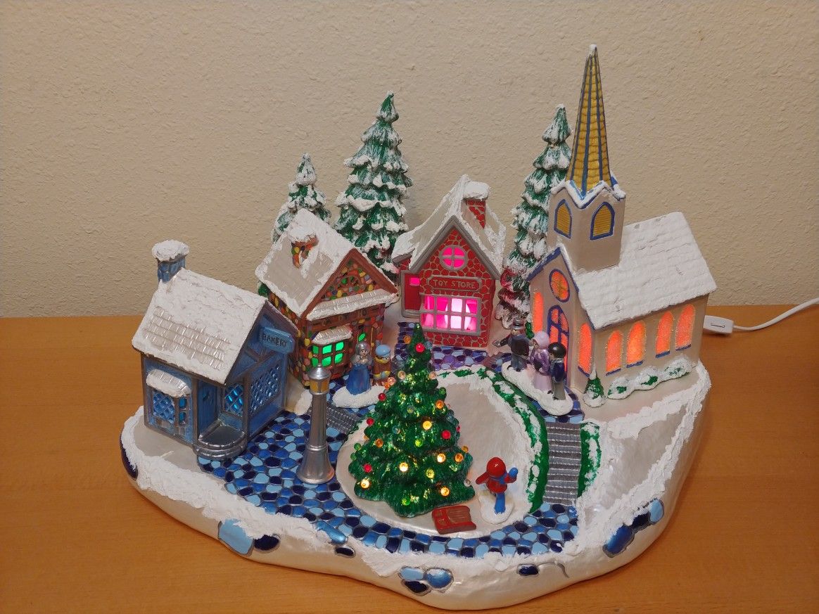 Christmas Decoration - 1962 - Hand Painted Ceramic Bisque Christmas Village 2 Trees Scioto #527