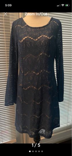 Blue lace dress with long sleeves