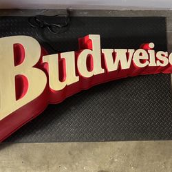 Huge Vintage Budweiser Beer 3D Sign - 60x30x10” - Light Works