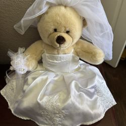 $ 40 Build A Bear Bride Wedding Teddy Plush Stuffed Animal White Dress Veil Shoes