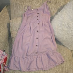 Love Tree Lavender Button-Front Ruffle Hem Sundress - Size M