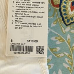 Lululemon Brand New With Tags Size 8 