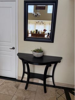 Black Demilune Entrance Table With Mirror