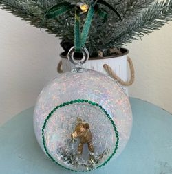 HAND CRAFTED Christmas Glass Ornament Holiday Decoration I Gold I Green I White