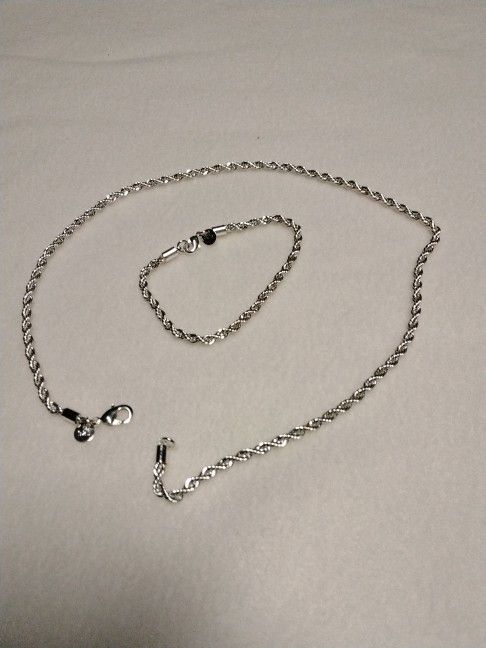Sterling Silver Necklace and Bracelet  Set
