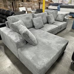 Grey Super Comfy Fabric Living Room Sectional (3.11) Tela gris súper cómoda sala de estar seccional 