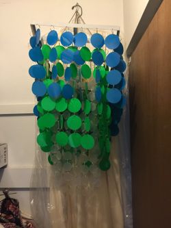 Green, blue and clear circles chandelier