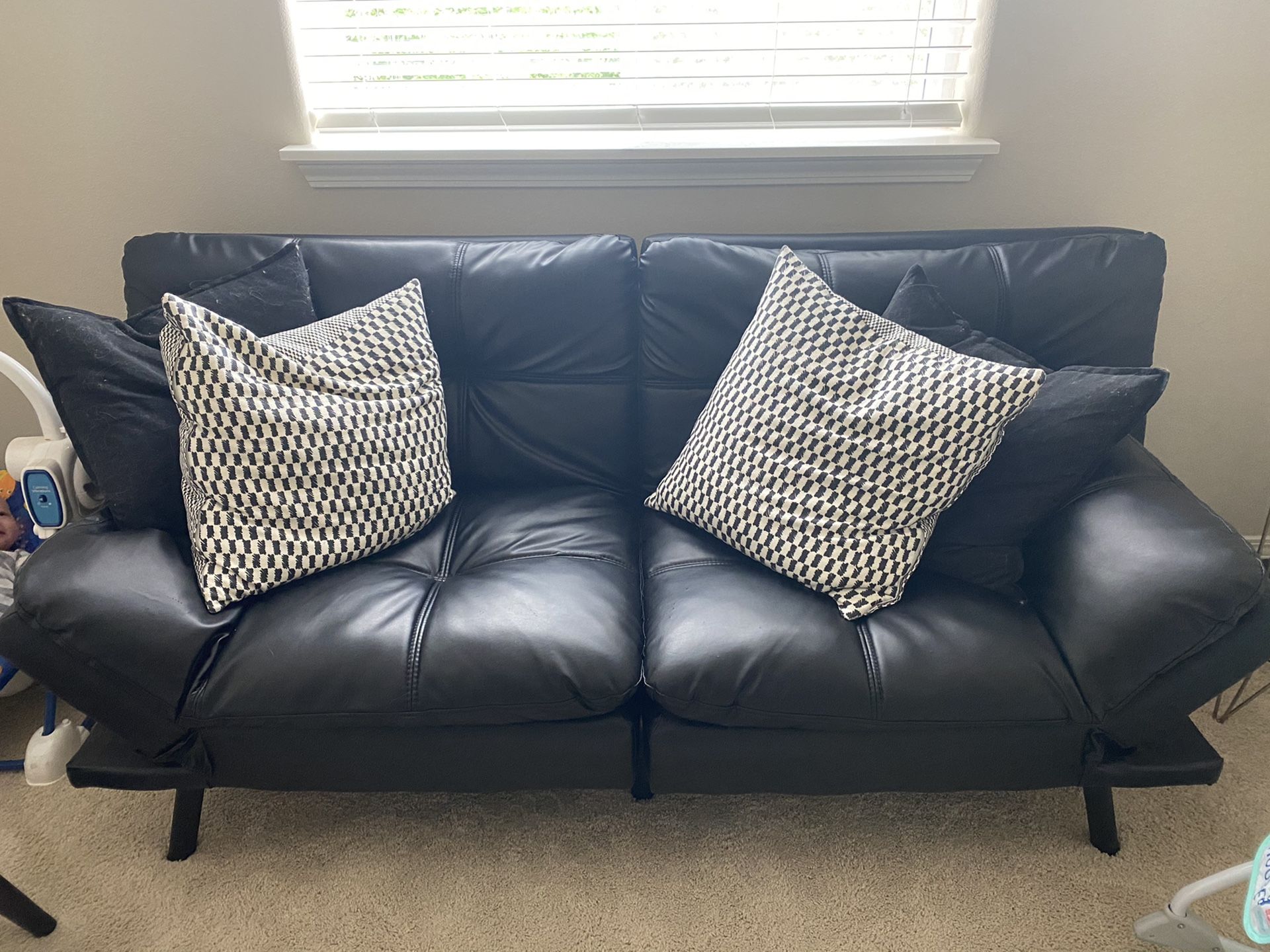 FREE!! Black Faux Leather Futon