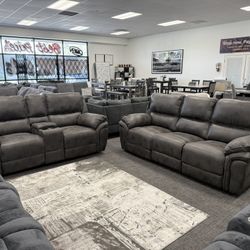 2 Pc Sofa & Loveseat Reclining Set- EZ $10 Down Payment Options Available 