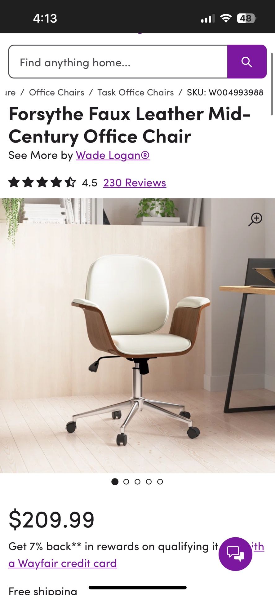 White Wood Desk Chair