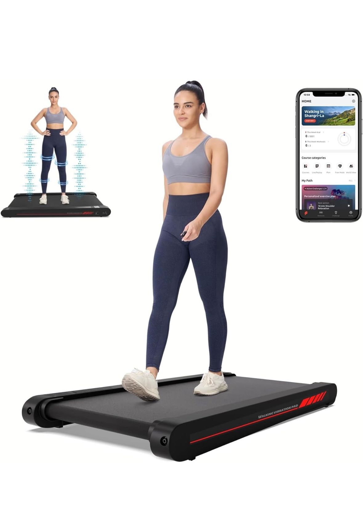 Sperax Walking Vibration Pad with APP, 3 in 1 Under Desk Treadmill, 2.5HP Low Noise Walking Treadmill Pad with Remote Control,Portable Treadmills for