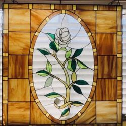 Vintage Antique Stained Glass Window Panel Art 