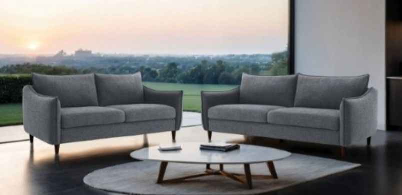Brand New Grey Modern Style Sofa & Loveseat