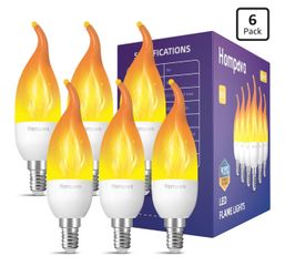 Upgraded E12 Flame Light Bulbs, Real LED Flickering Effect, 3 Mode Chandelier Base Candle Fire Bulbs for Halloween Christmas Party Porch Indoor & Outd
