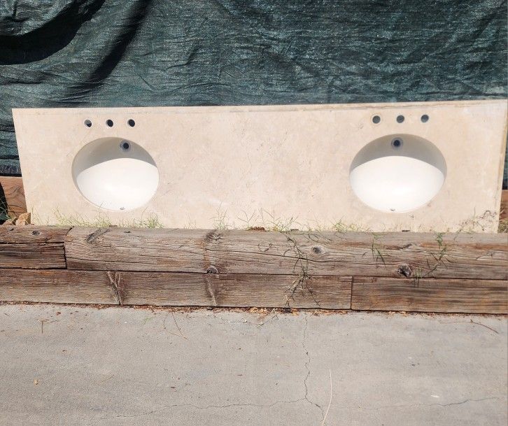 DOUBLE BATHROOM Vanity Counter Top Slab With 2 Sinks