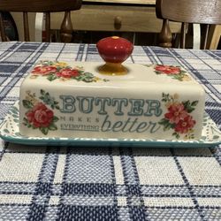 Pioneer Woman Floral Design Butter Dish
