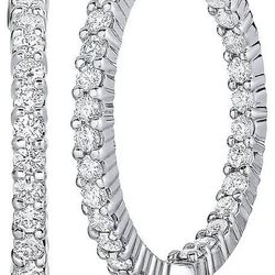 Roberto coin 18K White Gold & 1.7 TCW Diamond Inside-Out Hoop Earrings/25MM