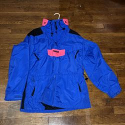 Vintage Columbia Windbreaker Parka Men Small S Hooded Lavender Black