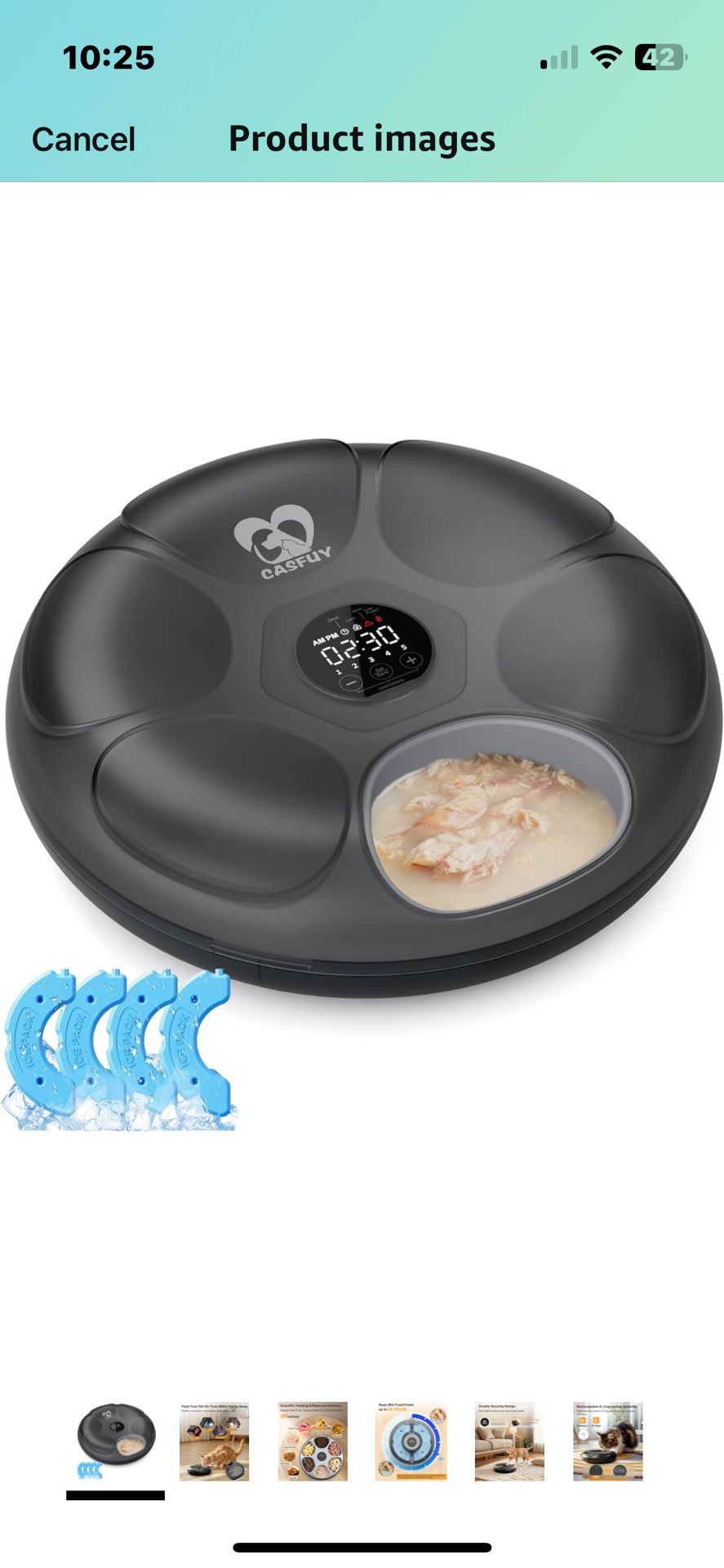 Casfuy Automatic Cat Feeder Cordless - Automatic Cat Food Dispenser for Wet Moist Food with 4 Ice Packs Rechargeable Auto Feeder for Cats Small Dogs w