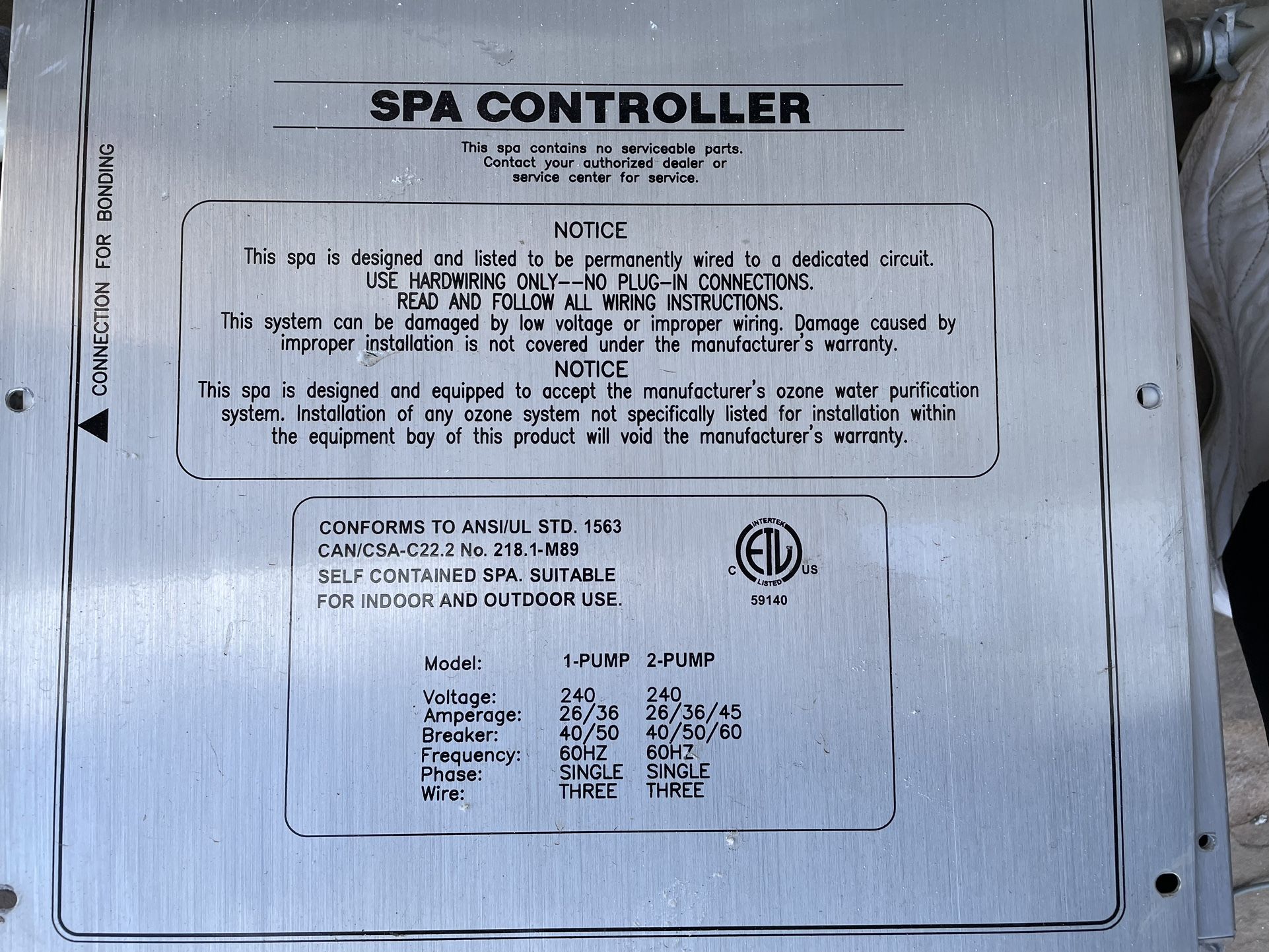 Jacuzzi Spa Controller, Circ Pump, Ozone