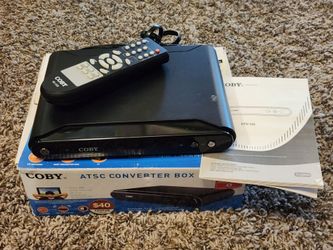 COBY ATSC Converter Box Model DTV-102, With Box, Power Cable and Remote