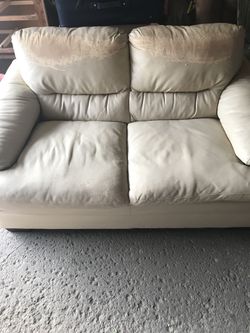 Cream color Italian leather couch