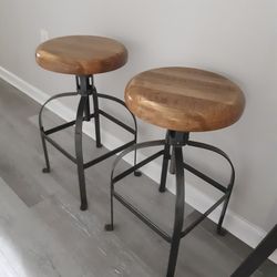 ADJUSTABLE  And Swivel Hard Wood BARSTOOLS SET OF TWO For $140 OBO