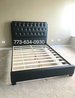 Black queen platform bed frame