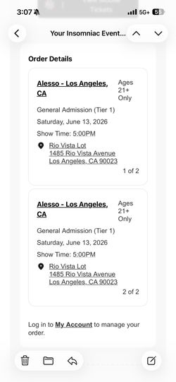 Alesso 6/13 Los Ángeles 2 tickets available