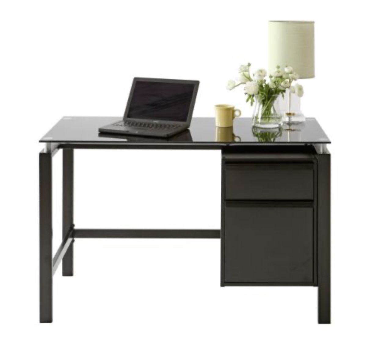 Lake Point Collection Glass Top Black/Black Desk