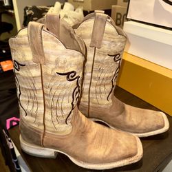 Ariat Men's Mesteno Marble Dust and Devil Tan Wide Square Toe Cowboy Boots SIZE 11