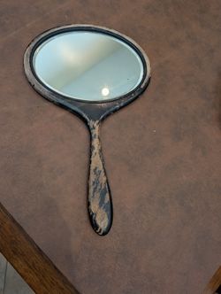 Vintage Distressed Wooden French Boudoir Hand Mirror