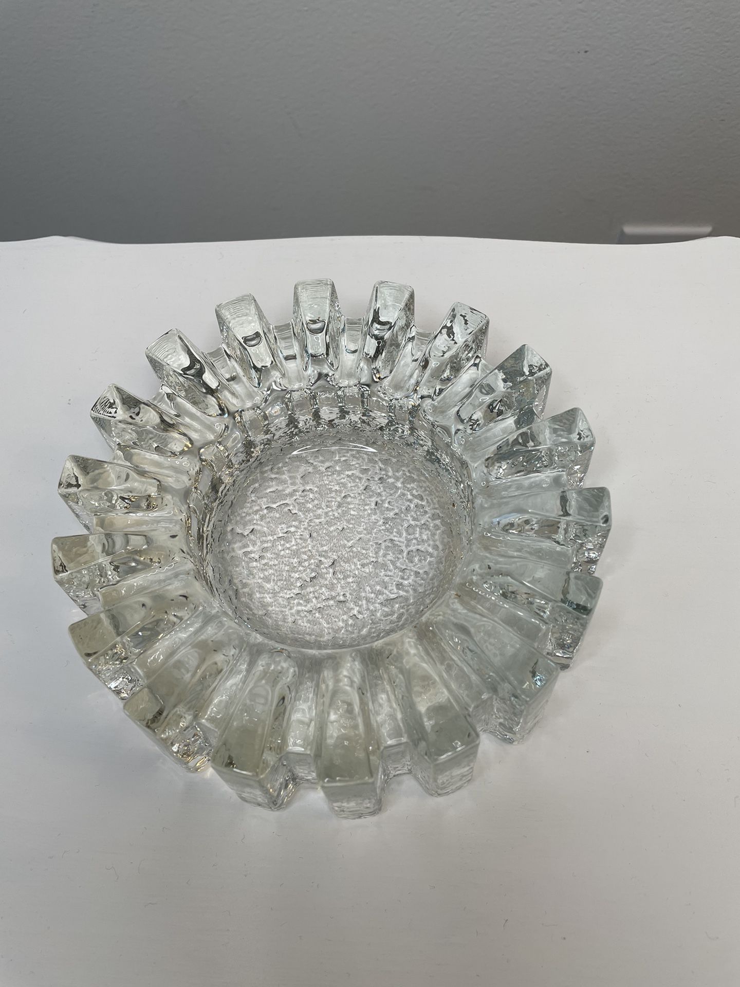 1970’s Pukeberg Swedish Textured Glass Ashtray - Vintage Ice Glass Sweden Ashtray - Home Decor - Smoking Accessories - “Catch All” Tray Dish
