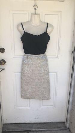 Worthington/ 6P silver / white pencil skirt