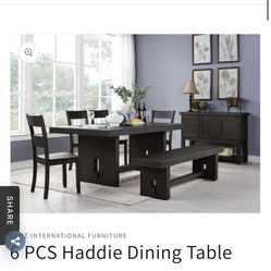 New Dining Room Set ( Table 4 Chairs And Bench )