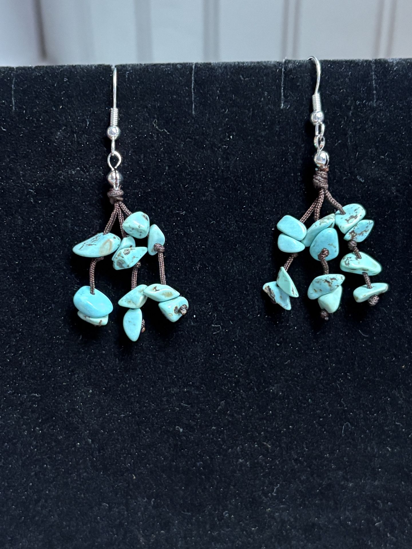 Premier Designs Blue and Brown Cluster Earrings