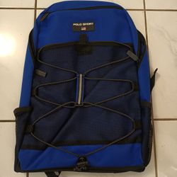 POLO Sport Ralph Lauren Backpack Bag w/ Bungee Cord Blue Black USA Brand New Never Used